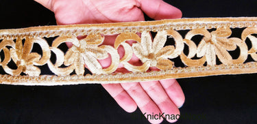 Green / Red / Beige And Gold Floral Embroidery Trim, Floral Trim, Cut Work One Yard Lace Trim